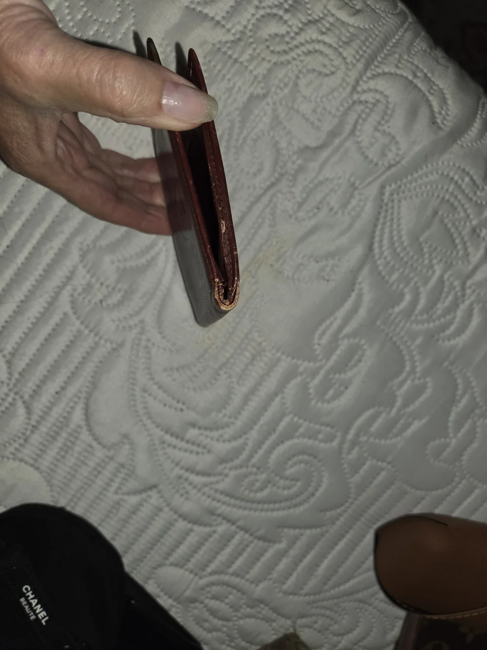 Cartier Burgundy Leather Wallet with Gold Corners